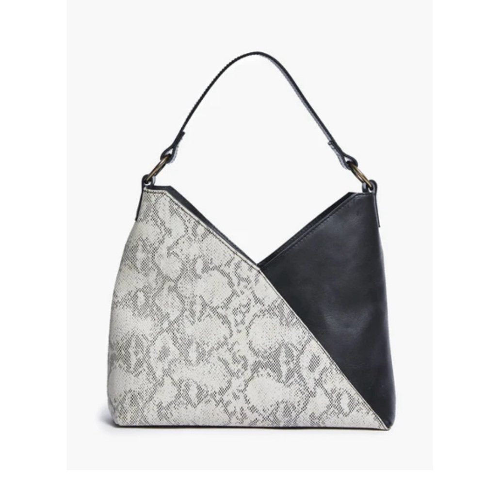 Able Solome Black & Gray Snakeskin Shoulder Bag 🐍